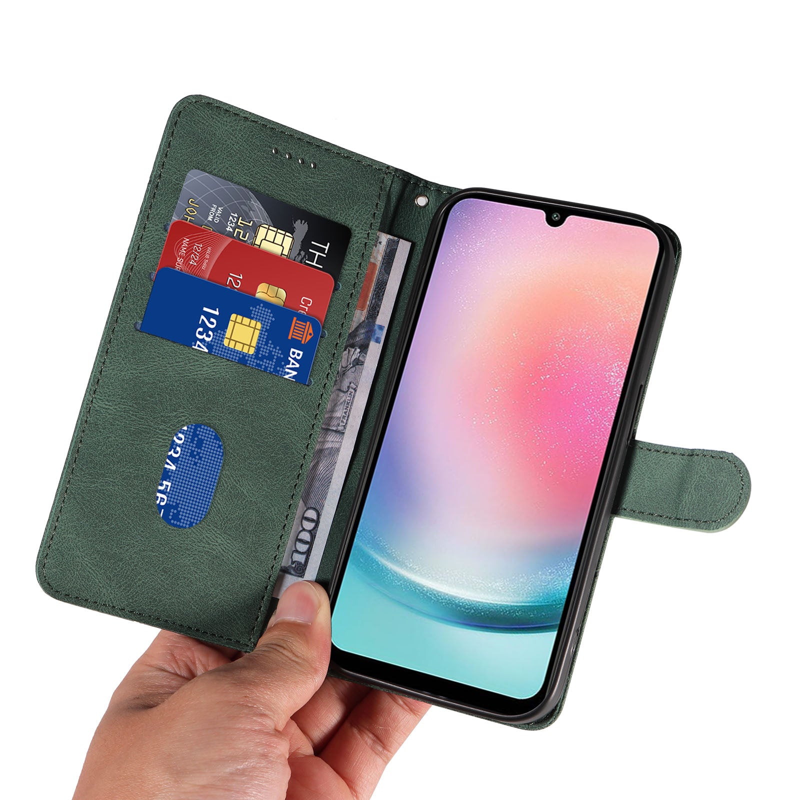 For Samsung Galaxy A24 4G Lines Imprinted Leather Wallet Phone Case Foldable Stand Cover For Samsung Galaxy A24 4G Lines Imprinted Leather Wallet Phone Case Foldable Stand Cover